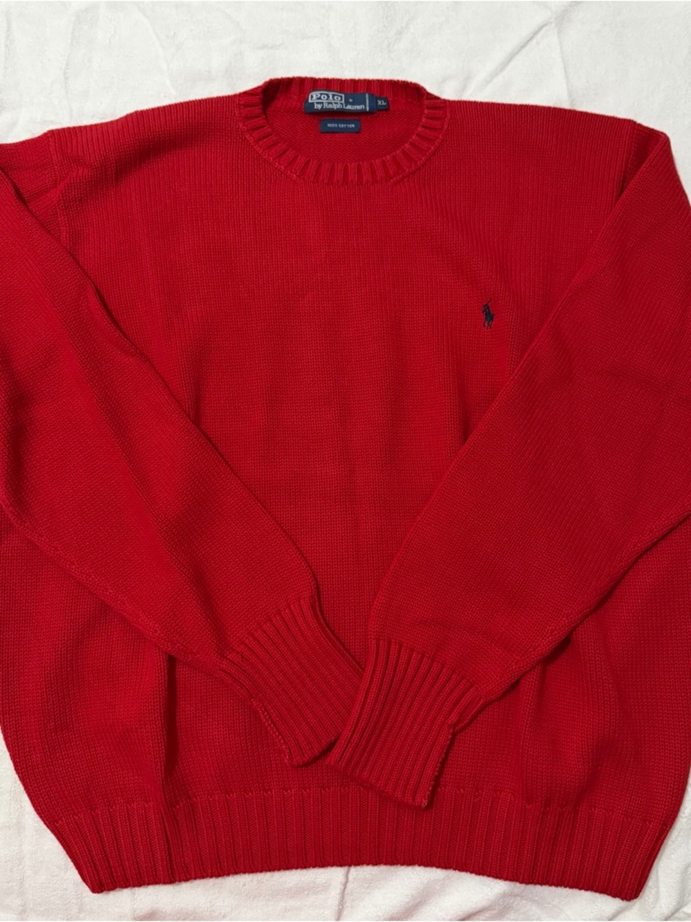 Vintage Polo by Ralph Lauren Men's Red Crewneck Sweater